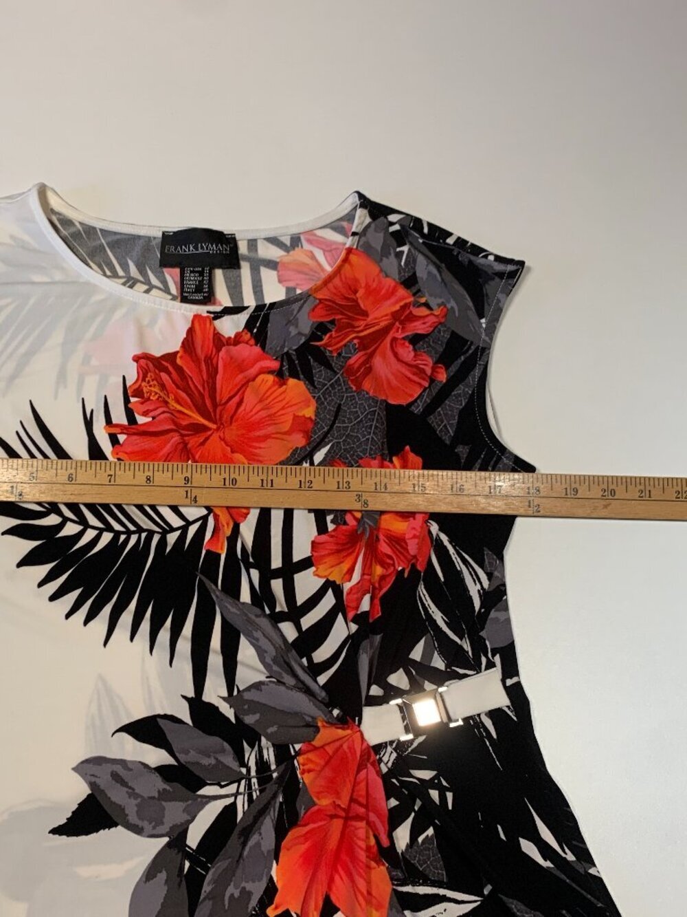 Frank Lyman Floral Asymmetrical Top Size 12 Tropical Print Blouse Canada - Picture 4 of 7
